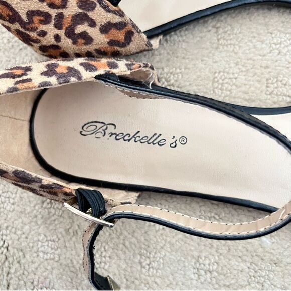 Breckelle's Leopard Print Ankle Strap‎ Pointed Toe D'orsay Flat Shoes - Picture 11 of 12